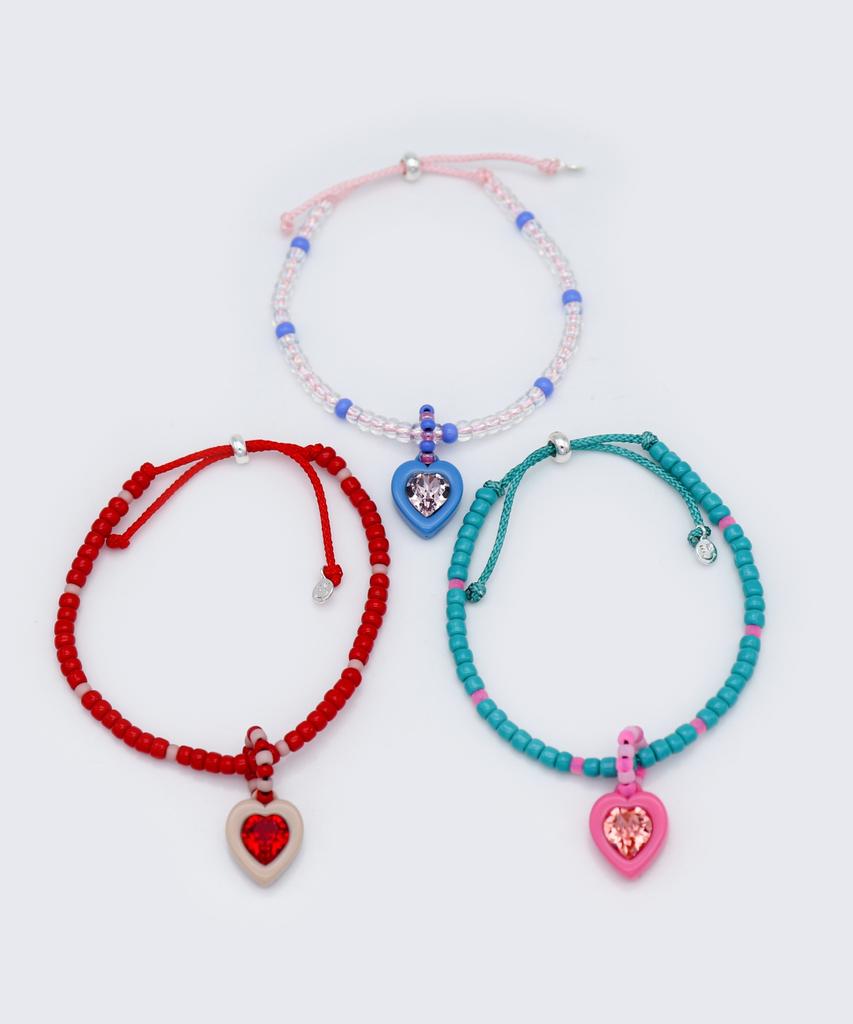 Bonbeau Swarovski Heart Stone Color Beads Bracelet Swarovski Heart Stone Color Bead Knot Bracelet