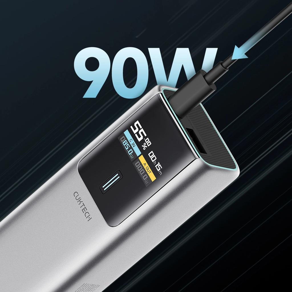 Powerbank Cuktech Ckpb100Pglbl 150W 10000Mah Usb-C Usb-A - Szary