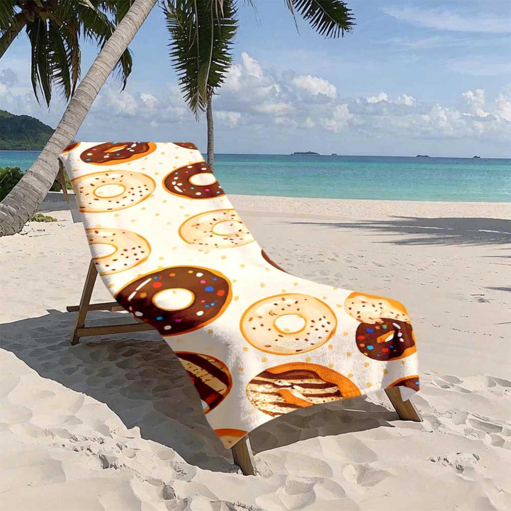 Donut Print Beach Towel Quick Dry Soft Lightweight for Pool Party Swimming Surfing Diving Outdoor Birthday Gift Unisex