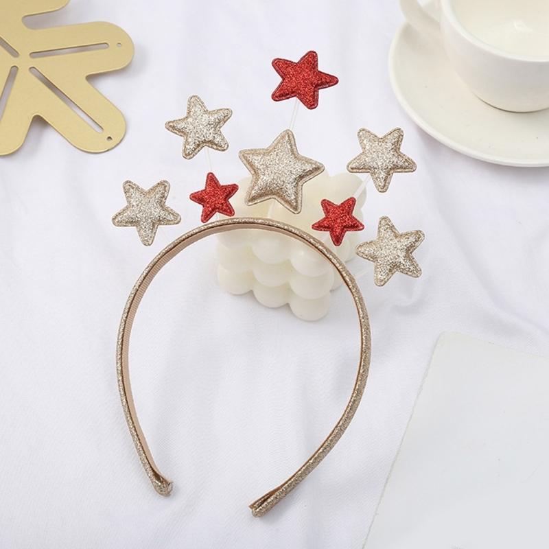 Adult Kids New Year Party Shinning Five-pointed Star Shape Headband Festival Hair Hoop for Performances Unisex Headpiece