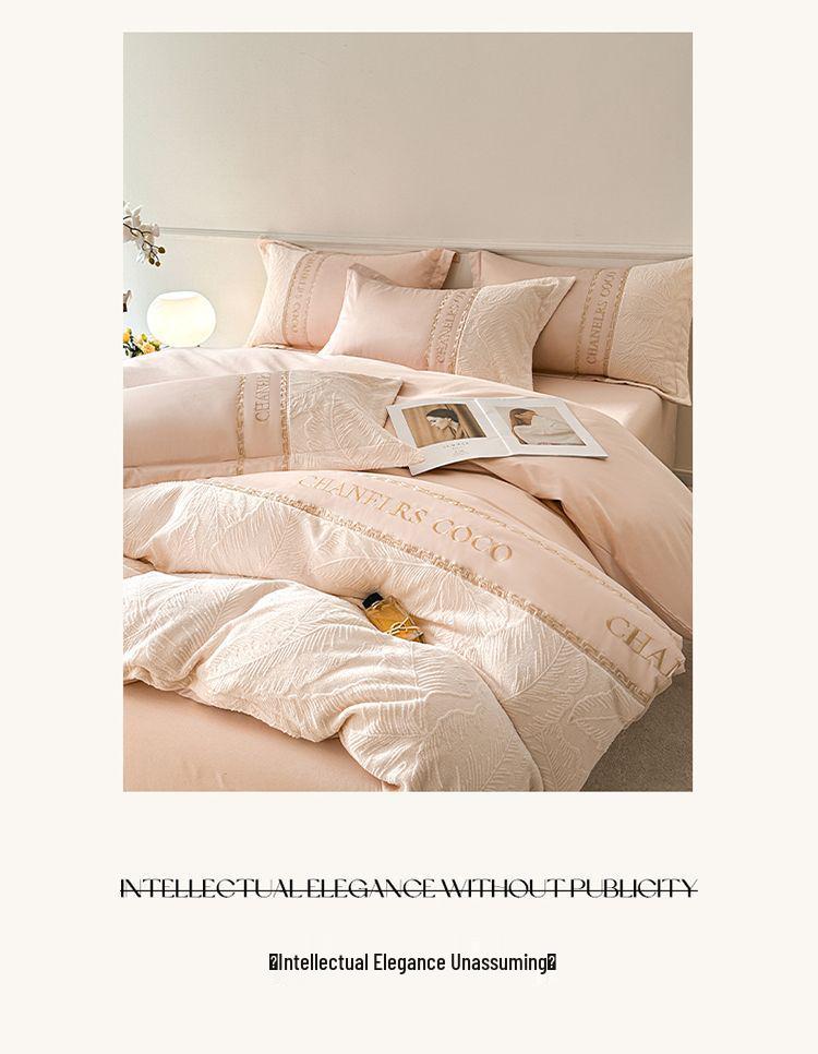 Spring Luxe 100% Cotton 4-Piece Bedding Set: Embroidered Duvet Cover, Sheet, and Fitted Sheet