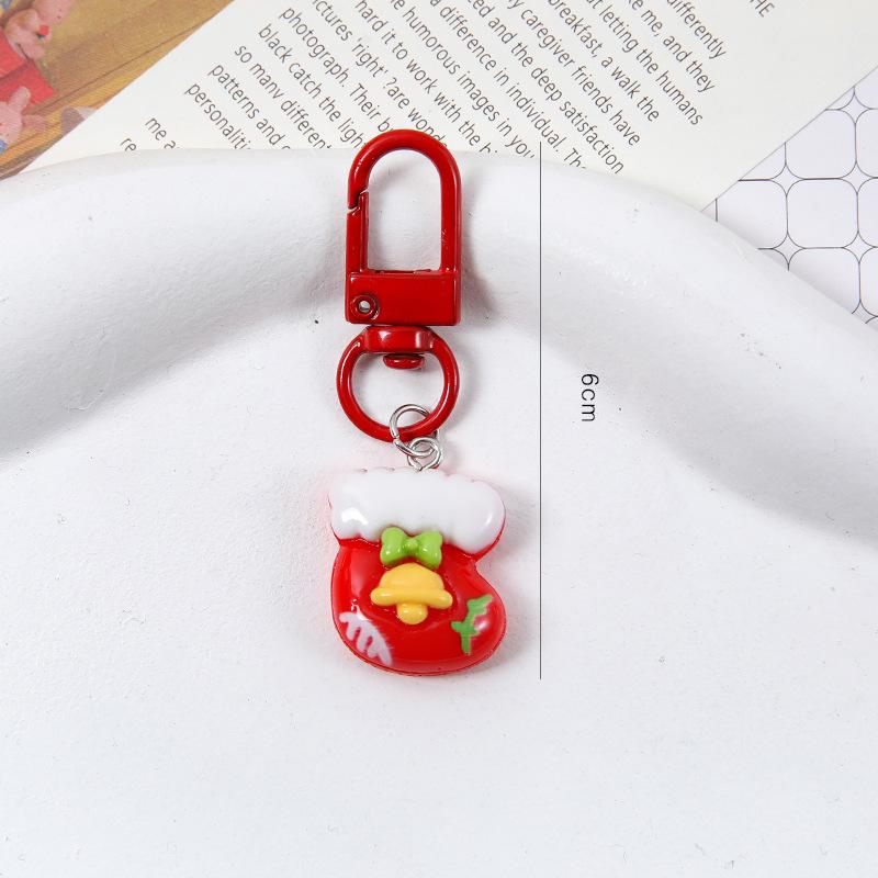 Cartoon Weihnachten Schlüsselanhänger Niedlich Harz Weihnachtsmann Weihnachtsbaum Anhänger Schlüsselring Taschenzubehör Feiertagsparty Weihnachtsgeschenk