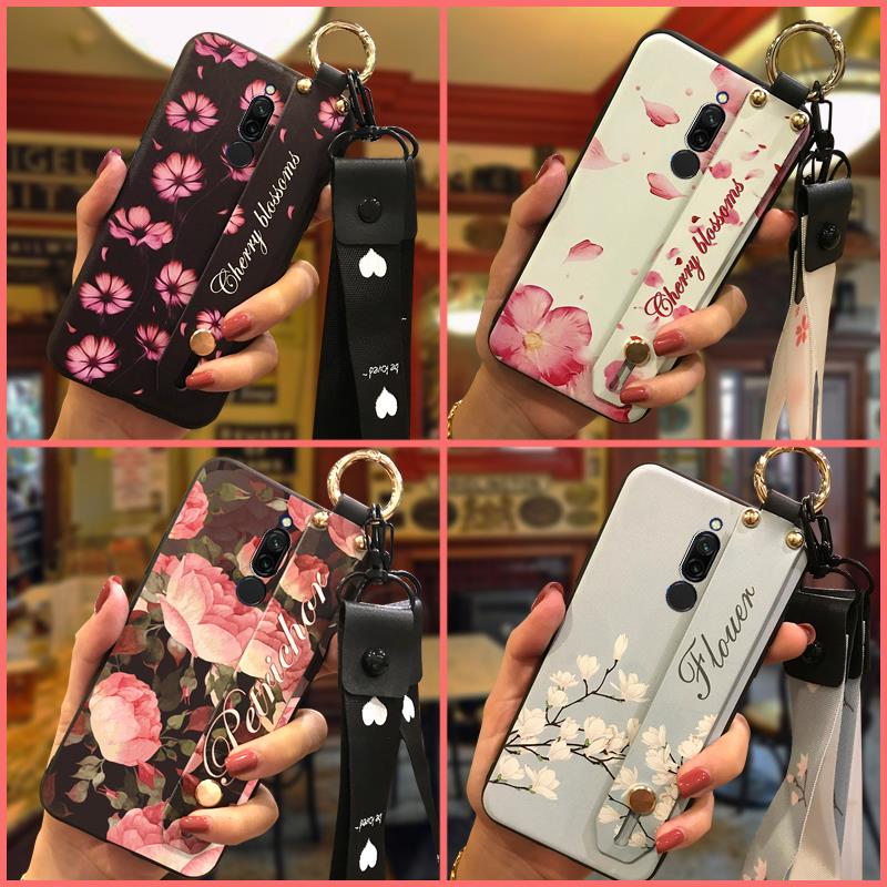 Flower Anti-knock Phone Case For Xiaomi Redmi 8 Silicone Wristband Anti-dust Soft case Fashion Design Phone Holder Ring