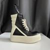 Thick Sole 7cm Flat Cowhide Euro Trainer  Handmade Rock High Street Zipper Quality Boots