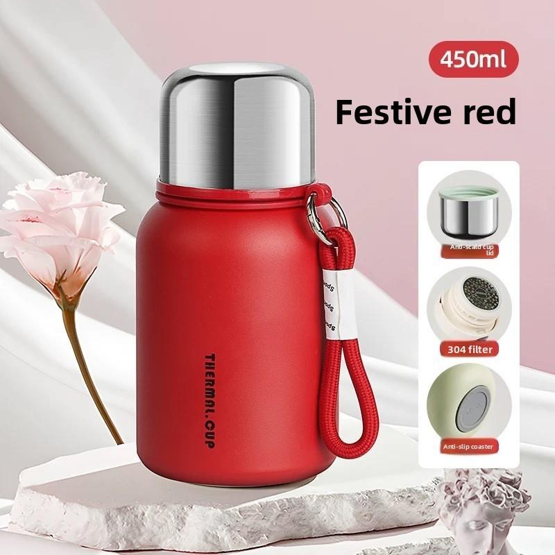 316 Stainless Steel Insulated Travel Mug With Carrying Rope For Office And Outdoor Use