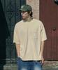 Peullukeu Slam Logo Pigment Pocket Short Sleeve T-Shirt Light Beige Fst401