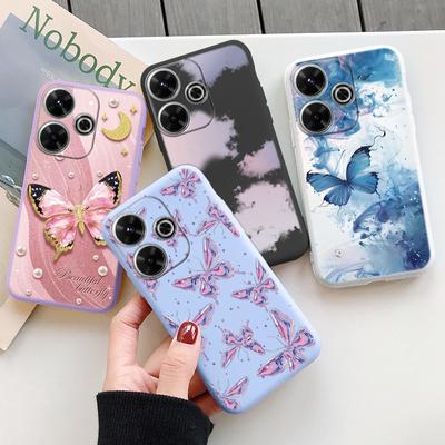 Schmetterling Weiche Silikonhülle für Samsung A55 M35 S24 Redmi Note 13 Pro 13C 14 Xiaomi Poco C65 iPhone Huawei Honor 200 Realme Kamera Stoßfeste Abdeckung