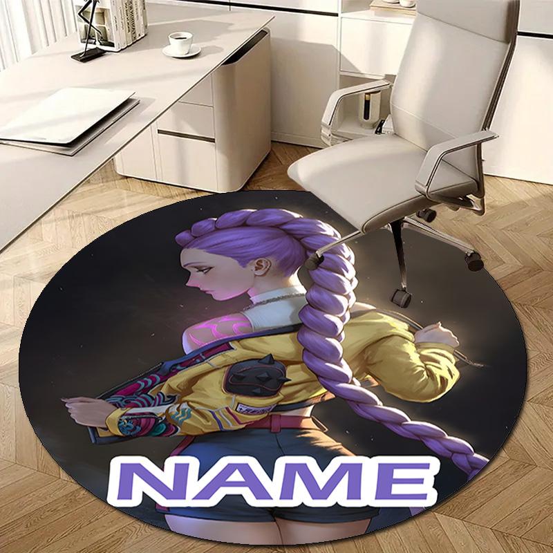 Personalized K-KPop Demon Hunters Round Chair Office Rug - Perfect for Mat, Office Chair & More - Ideal Gift for Birthdays and Holidays