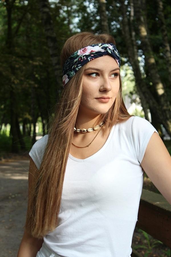 Stylish Women's Cotton Headband 15 - Shaped for the Temple - Summer