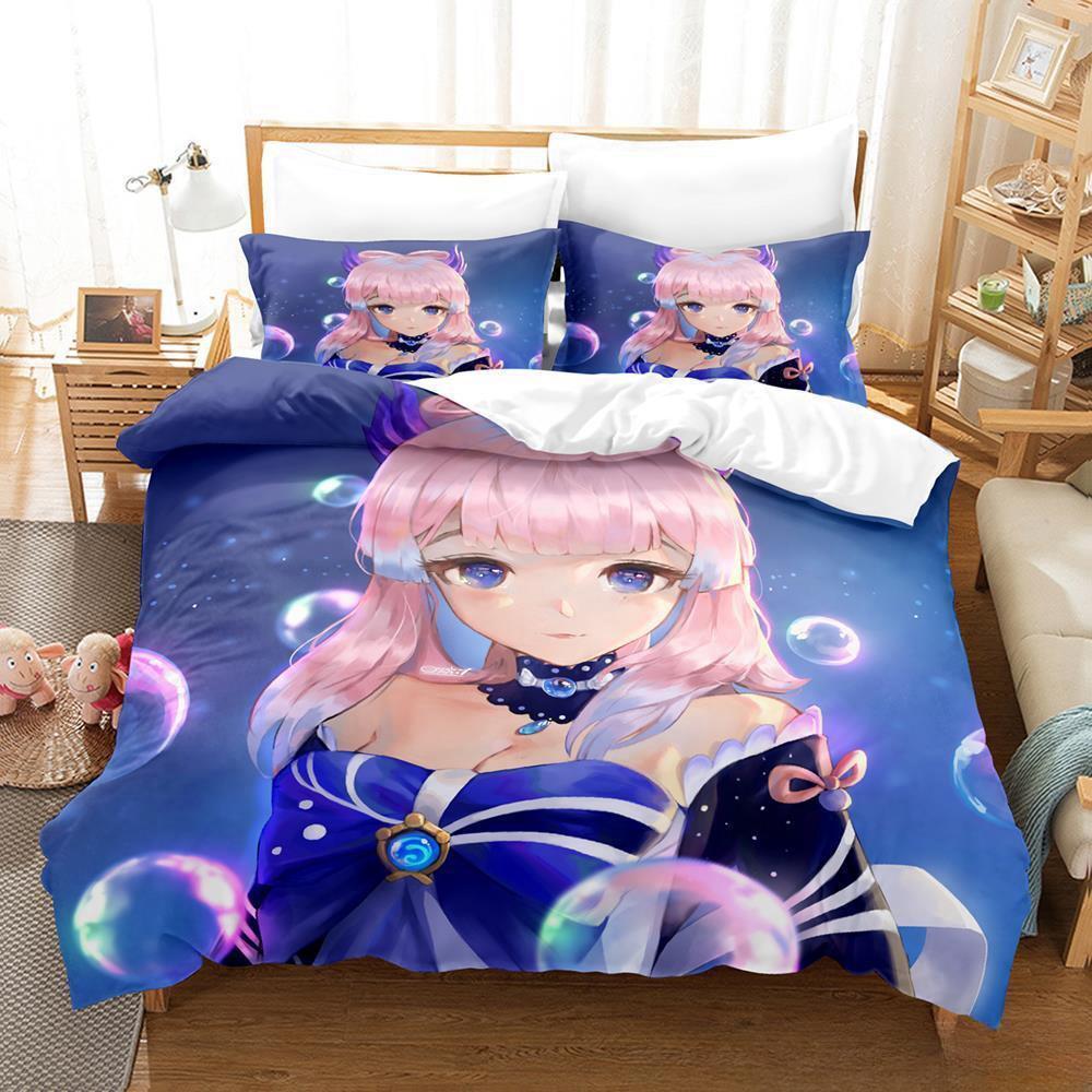 

Genshin Impact Sangonomiya Kokomi Bedding Set Cartoon Anime three-piece Set Adult Kid Bedroom Duvet Cover Sets 3D Kawaii Girls EU single(135x200cm)