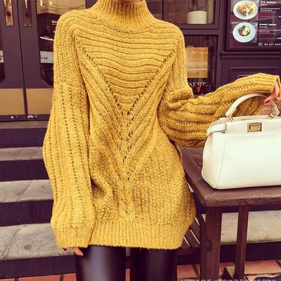 Rugod chique gola alta pulôveres longos torção elegante camisola de inverno para mulheres multi cores design coreano pulôver de inverno