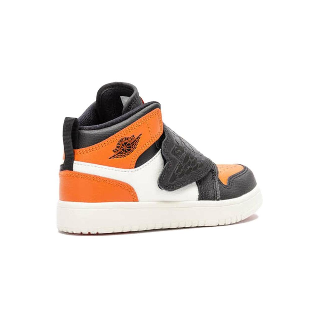 Jordan Air Jordan 1 Cushioning Support Mid top Children's Basketball Shoes Black Orange Children Aged 3 7 Years Old BQ7197-008