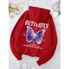 Women Beautiful Purple Butterfly Printing Hoodies Women Pocket Hoody Simple Casual Hoodie Autumn Loose Female Streetwear
