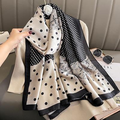 Spring Scarf Women'S Luxury Design Polyester Material Smooth Scarf Soft Shawl Beach Scarf