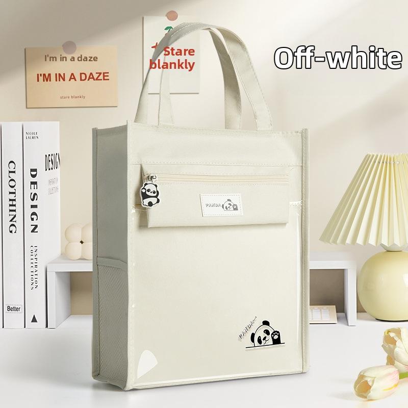 

Panda tutoring bag storage bag transparent handheld book bag children s large capacity Oxford cloth tutoring bag