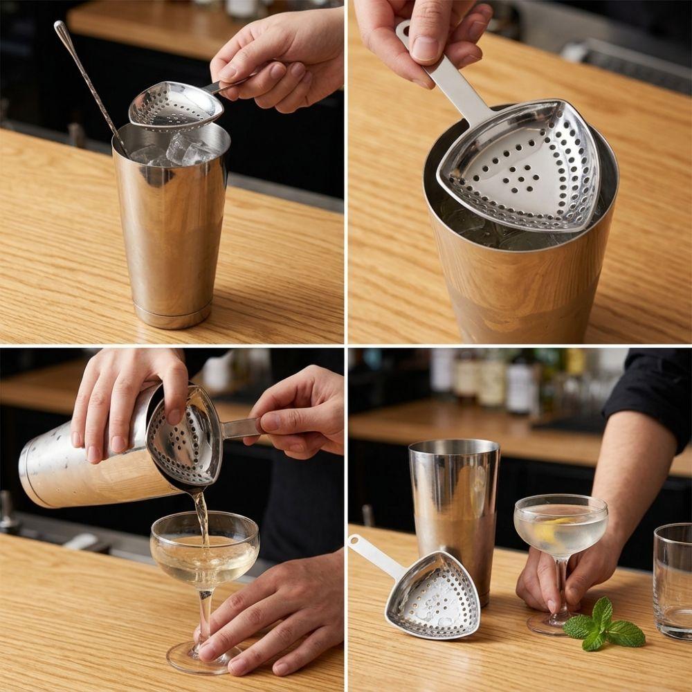 Anti Rust Ice Strainer 304 Stainless Steel Triangular Strainer Professional Cocktail Strainer  Bar