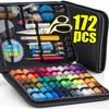172/128/67/27pcs/set Sewing Kit with Threads Needles Scissors Tape Measure Buttons Storage Bag Portable Travel Sewing Box Tools