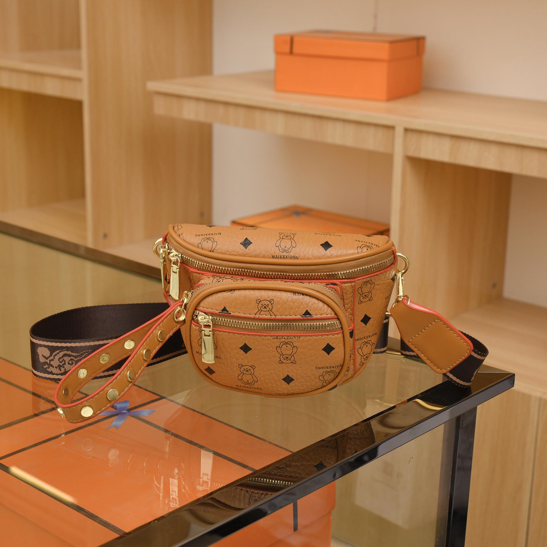 

2025 Новая модная напечатанная маленькая поясная сумка женская повседневная ретро-сумка через плечо трендовая универсальная нагрудная сумка