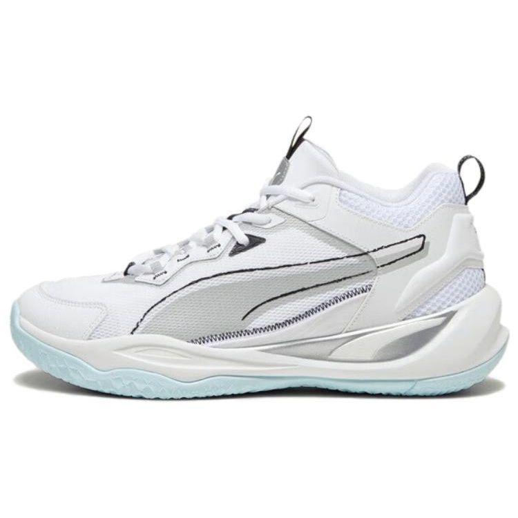Puma Playmaker Versatile Comfortable Non-Slip Low-Top Basketball Shoes Unisex Sneakers White Silver Black 392330-02