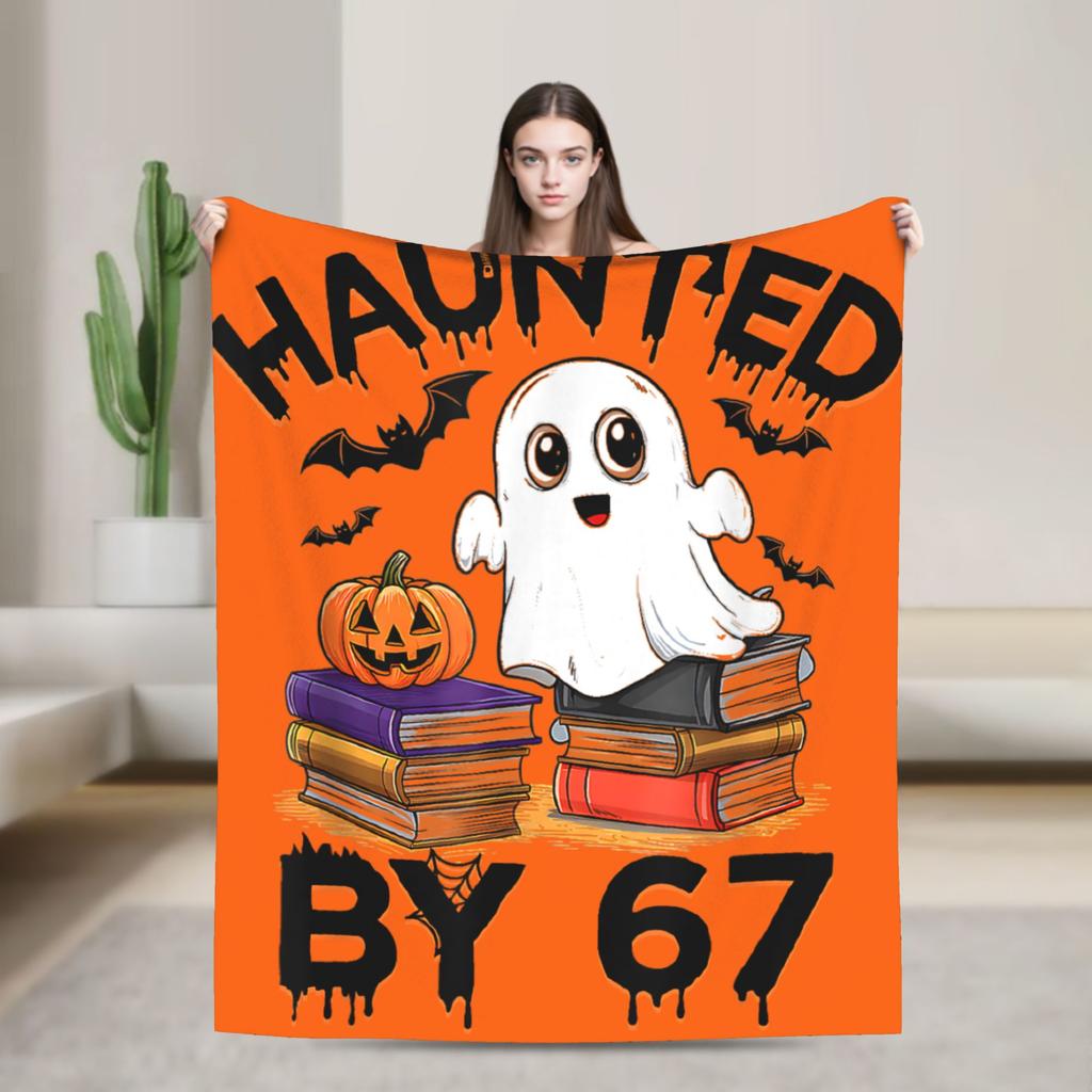 67 Meme Halloween Haunted Spooky Warm Blanket Camping Plush Throw Blanket Living Room Flannel Bedspread Sofa Bed Cover