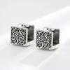 Vintage Ethnic Thai copper Square Hoop Huggie Earrings for Women Men Chic Pattern Square Earring Hip Hop Rock Rap Cool Jewelry