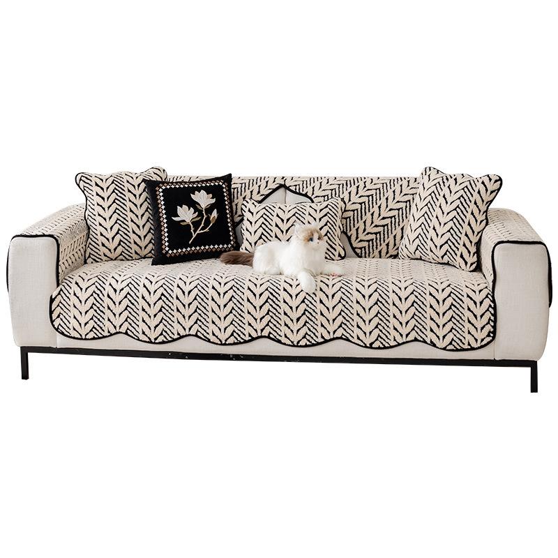 New Leather Sofa Cushion Autumn And Winter Plush Non-Slip Seat Cushion Light Luxury High-End Sofa Cover Cloth Towel