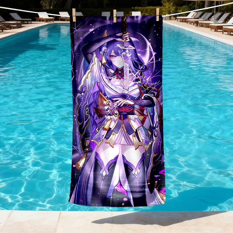 Genshin Impact Print Beach Towel Design, Soft, Lightweight. for Home Bathroom, Spa, Pool, Yoga, Surfing, Camping, Gift for Family, Friend