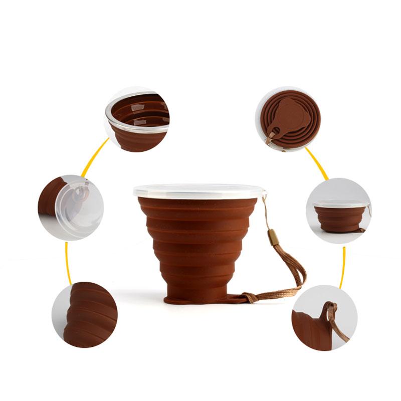 270MLMini Retractable Cup Folding Cup SiliconeOutside Travel Portable Teacup Coffee Drinking Mug with Lid High Quality Practical Daily Use