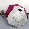 1pc Polar Bear Heart Automatic Folding Umbrella, 8-Rib Durable Iron Frame, Compact Travel Umbrella for Women & Men097