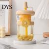Colorful Borosilicate Glass Tea Cup Straw Cup, with Detachable Filter, Macaron Color Flower Cute Bottle Decor, Portable Heat Resistant Travel Mug, for