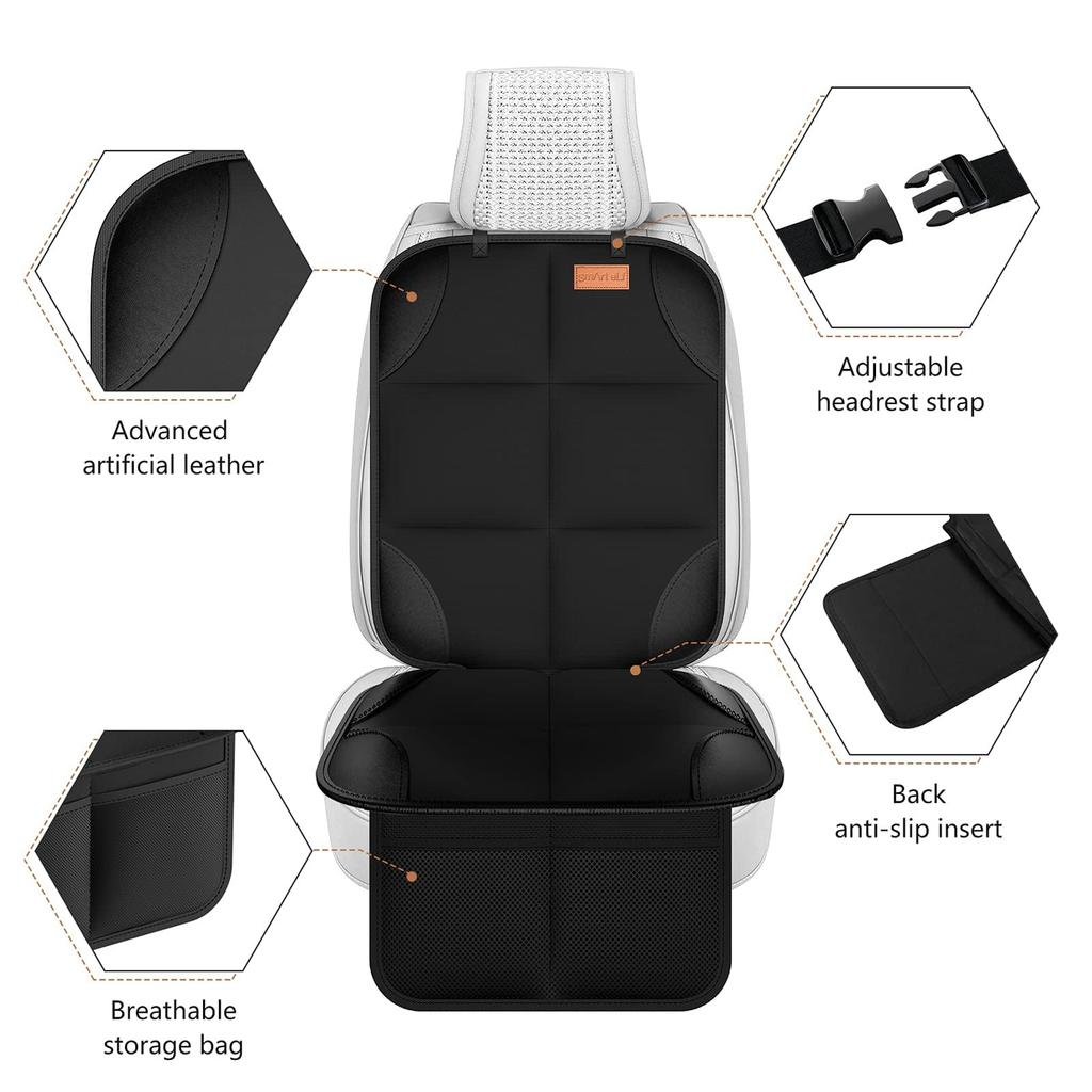1680D Material Car Seat Protector Mat Waterproof Seat Protector Set for Baby Car Car Accessories with Storage Pocket [Smart eLf] Non-Slip (2-Piece