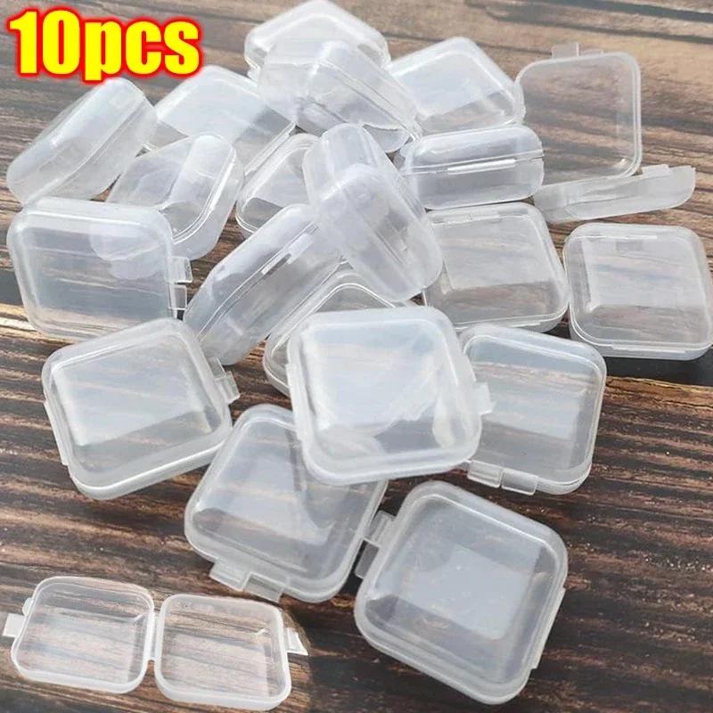 Großhandel Mini Square Aufbewahrungsbox Transparent Kunststoff Flip Cover Kleine Fall Pille Schmuck Ohrringe Staubdichte Aufbewahrung Pack Boxen