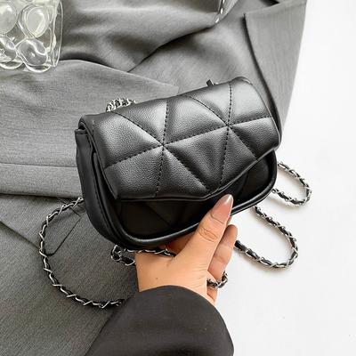 1 stück reine farbe gesteppte kleine quadratische tasche mode kette umhängetasche eine schulter frauen tasche