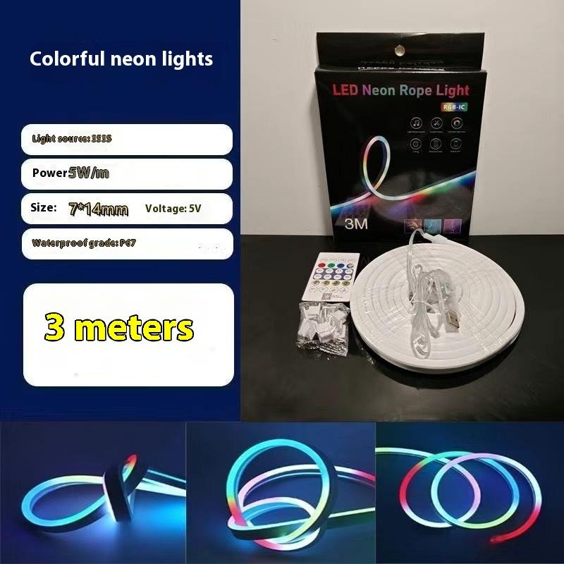 5V Rgbic Neon Led Strip Lights Neon Rope Light With Music Sync Diy Rgbic Dreamcolor Chasing Strip Tape For Home Decor Lighting
