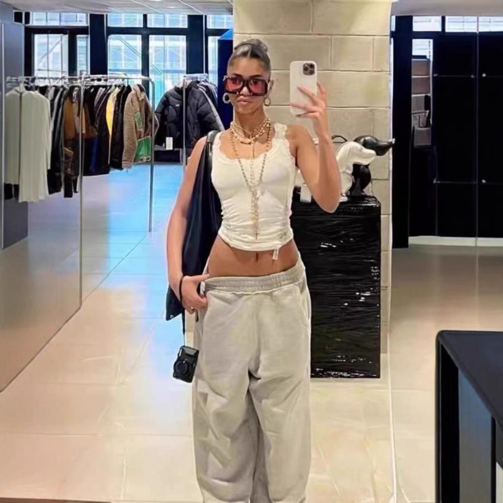 Chegada Nova Primavera Verão Jaded London, Calças de Moletom Retrô Y2K Estilo Spice Girl de Perna Larga Reta, Calças de Moda Unisex Europeia Americana