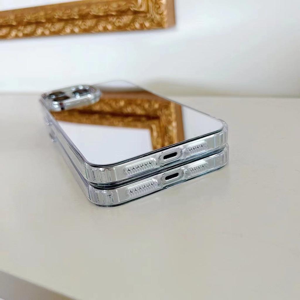 Mirror makeup mirror for iPhone16promax Apple 14 material 13/12 electroplating button mobile phone case 15