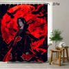 Cortina de Ducha Impermeable con Estampado de Luna Roja y Cuervo de Itachi Uchiha Akatsuki de Anime Naruto 2D Plana para Decoración de Baño