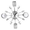 Non-ticking Creative Pan Shape Wall Clock Luxury Metal Digital Wall Timepiece for Kitchen Restaurant Wall Decor
