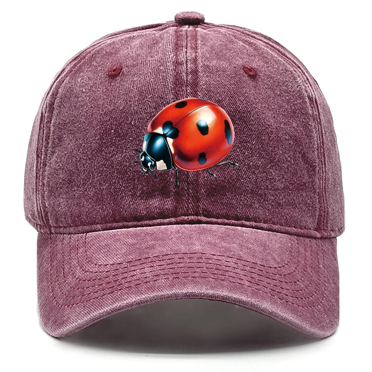 

Бейсболка Снэпбэк с принтом божьей коровки, Бейсболка Тракер с насекомым, Выстиранная Унисекс Модная Защищающая от солнца Бейсболка Снэпбэк as the picture вино красного