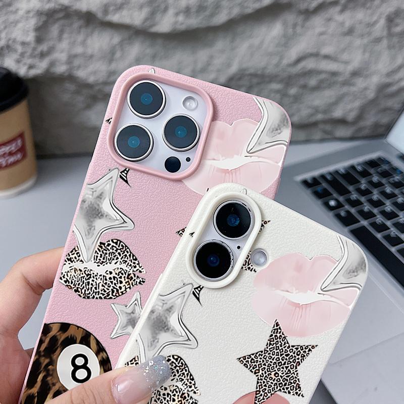 Vintage Leopard Print Stars Billiards Case For iPhone 17 Pro Max iPhone 16 Pro Max 15 14 13 12 11 16E Air Luxury Leather Texture Silicone Cover
