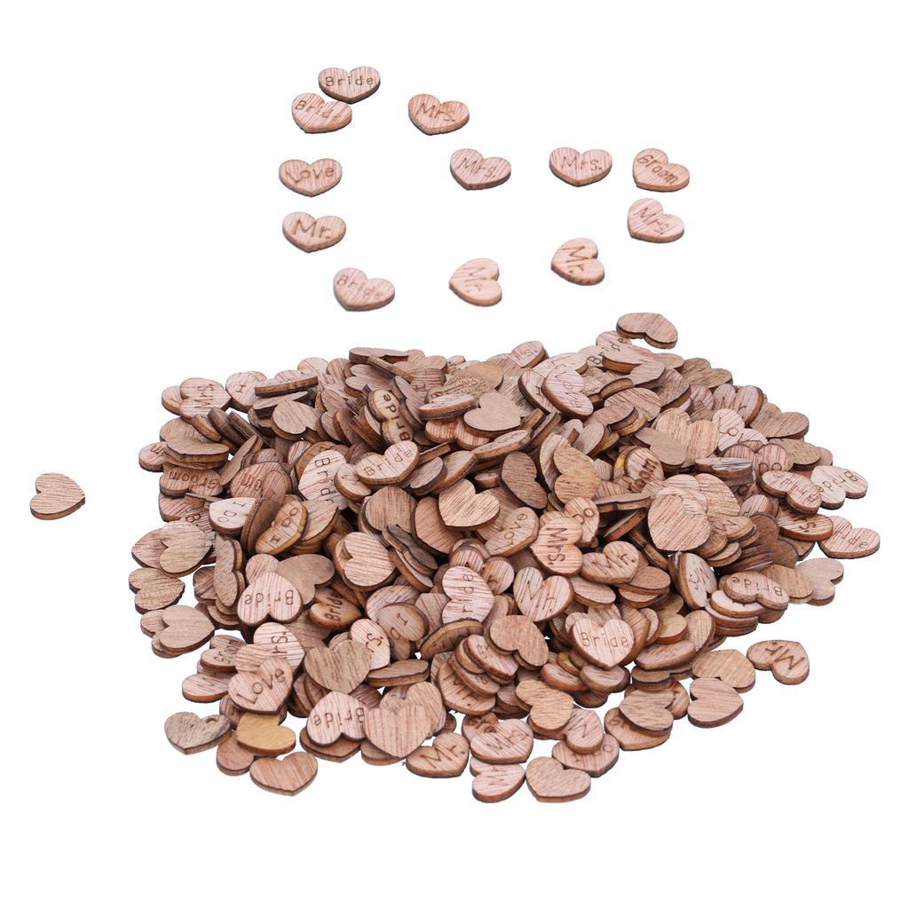 500 Stück Herzform Chips Holzmaserung Scheibe Dekoration DIY Handgefertigt Scrapbook Basteln