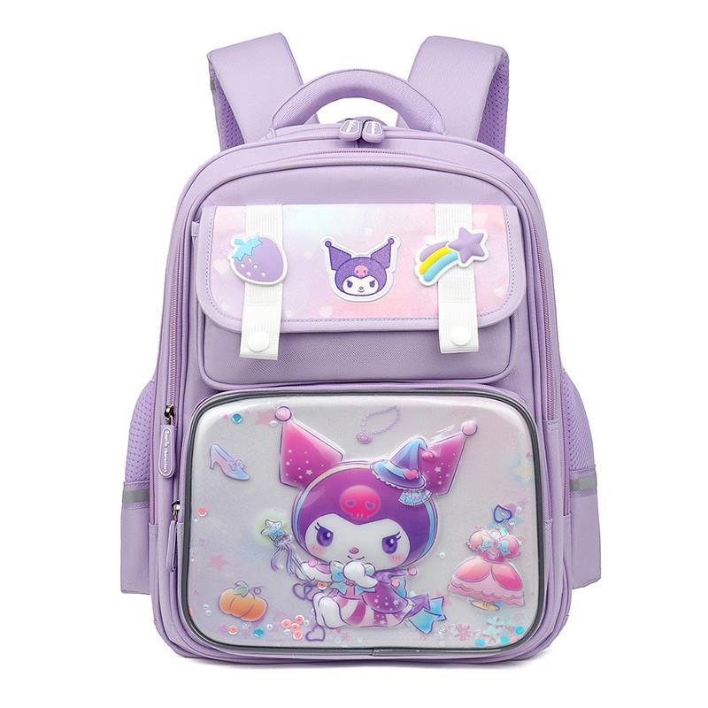 Cartoon Elementary Backpack For Boys And Girls With Kuromi And Ultraman Print Designs For School Use Kuromi