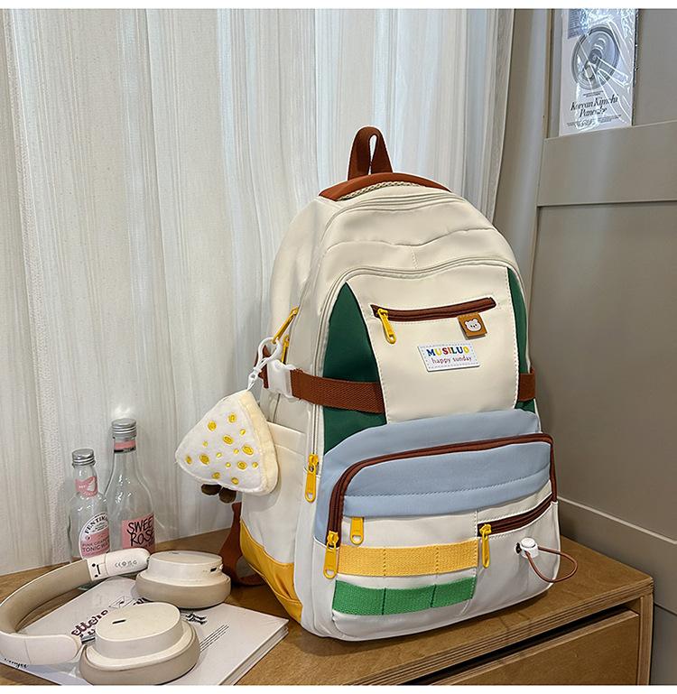 Schoolbag Mori ins new high-value fresh and sweet contrasting color splicing backpack junior high school students lightweight travel backpack