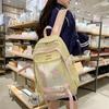 Blocked Fashionable Color Letter Embroidery Star Decoration Student Backpack