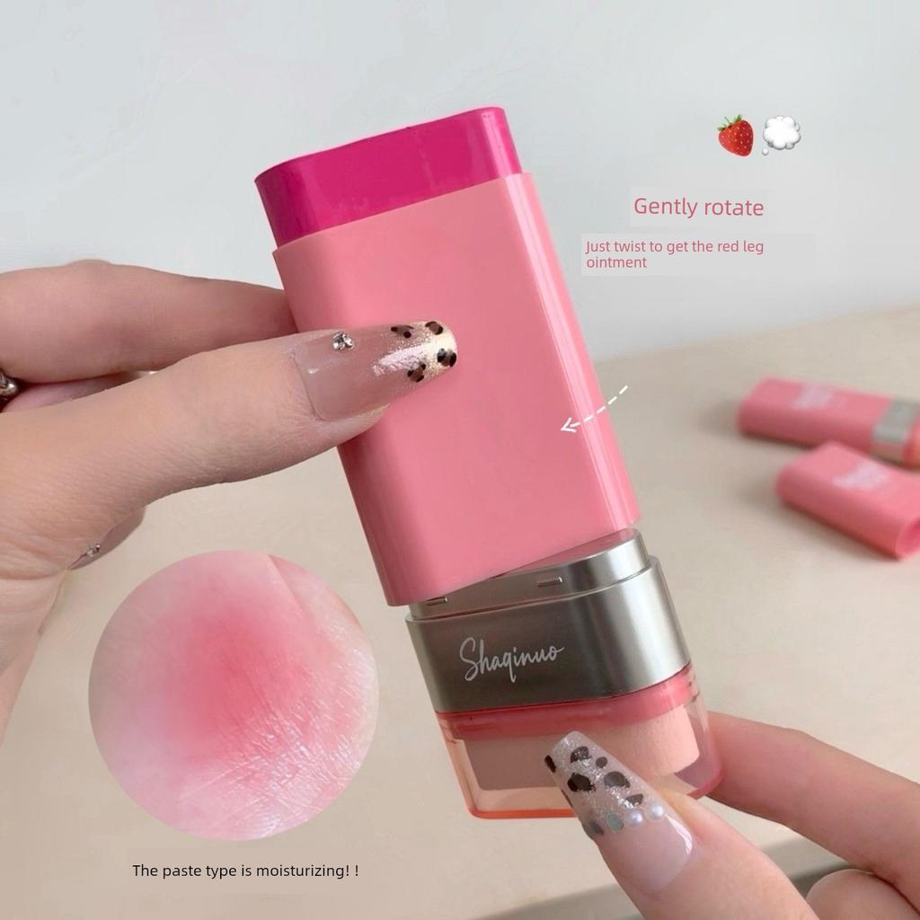 Dual-Ended Lazy Blush Stick with One End for Cream Blush and the Other for Blending Brush, Apply Makeup in 3 Seconds for a Fresh, Bright Complexion
