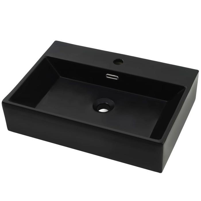 Vasque en céramique - VIDAXL - Noir - Rectangulaire - A poser