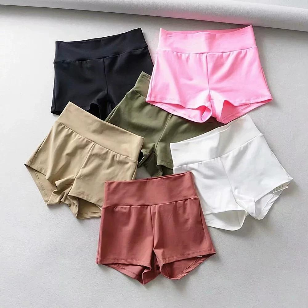 Pantaloncini Sportivi Retro Stile Europeo e Americano a Vita Alta Stretti per un Look Snello