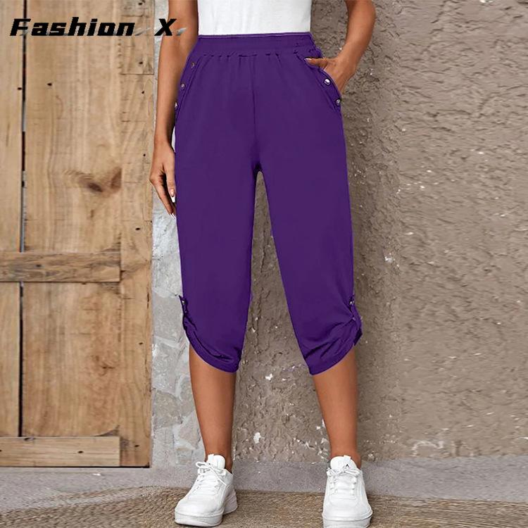 Women's Seven-minute Pants Fashion Casual Drawstring Loose Pants