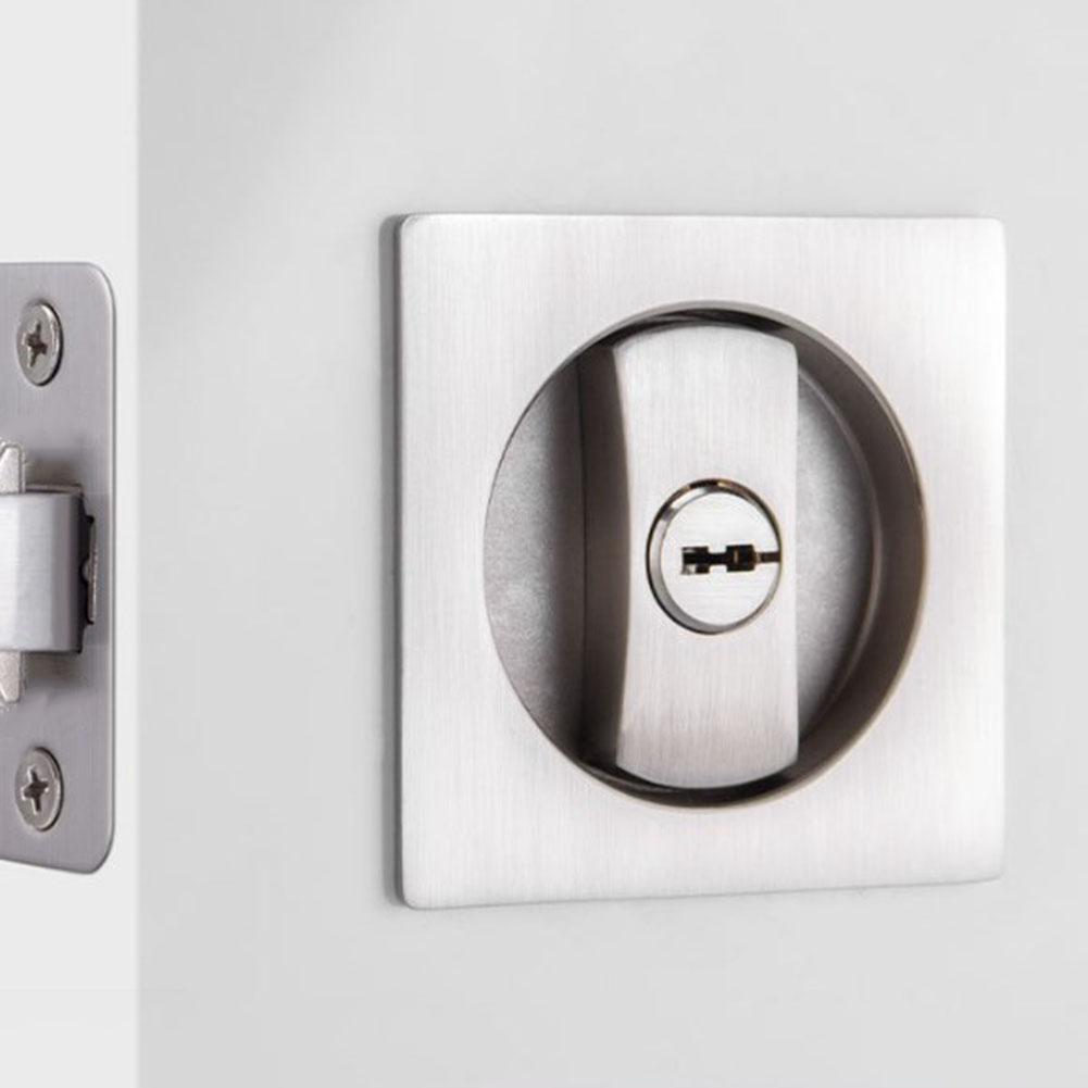 Recessed Door Lock Embedded Wooden Door Lock Square Pocket Lock Hardware Bathroom Flush Privacy Pocket Door Lock With Key