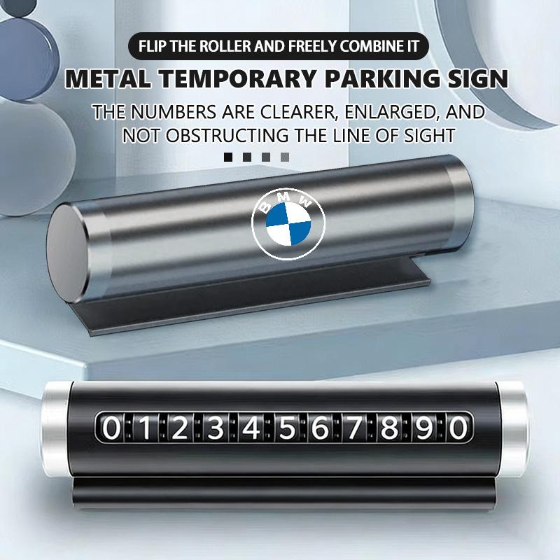 BLQ1 Car Phone Number Plate Temporary Parking Stickers Rotate Park Stop For BMW M 1 3 4 5 6 7 Series X1 X3 X4 X5 G20 G38 F48 E36 E39